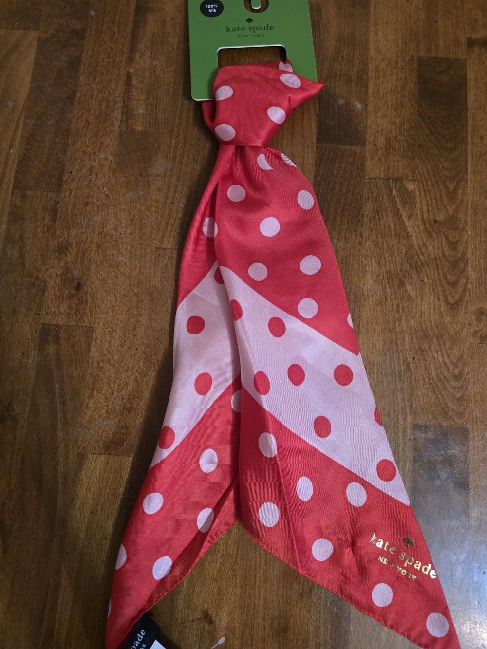 kate spade Pink and Red Polka Dot Scarf